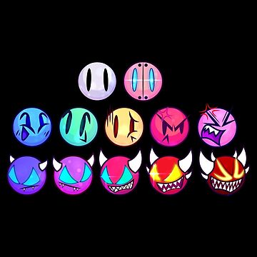 geometry dash difficulty demon faces Greeting Card for Sale by