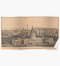 Vintage Pictorial Map of Washington DC (1864) Poster