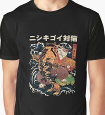Koi Fish And Japanese Cat Graphic T-Shirt