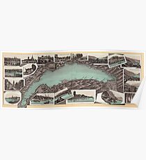 Vintage Pictorial Map of Lake Geneva (1870) Poster