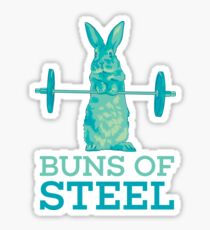 Buns of Steel Bunny Rabbit Lifting Blue Sticker