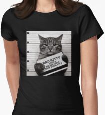 Mugshot Katze Herr Pelzpantys Bad Kitty Tailliertes T-Shirt für Frauen