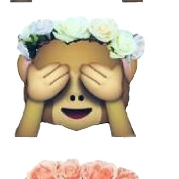 See No Evil Monkey Emoji Hipster Flower Crown Tumblr By Alyciathefox