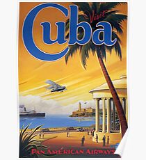 Visit Cuba Pan American Airlines Vintage Travel Poster Poster