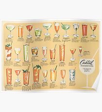 Mid Century Cocktail Suggestions Vintage Design Poster