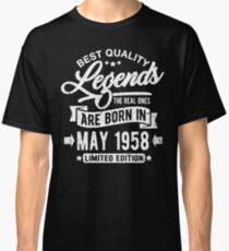 Camiseta clásica Legends born in may 1958