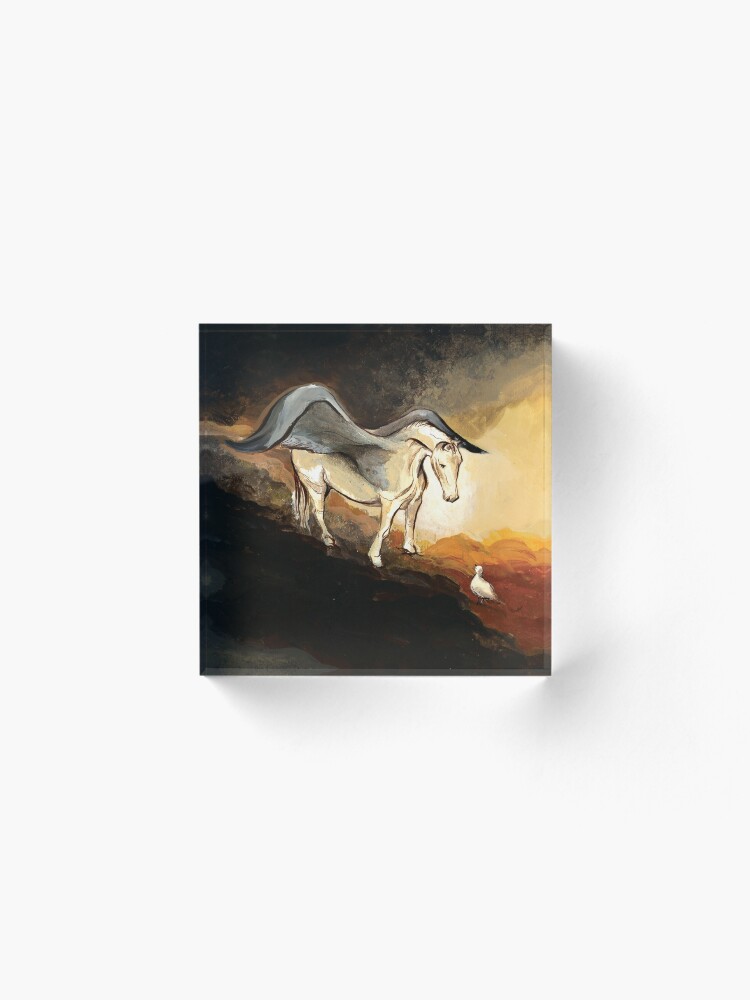 Alternate view of Winged horse with seagull - Silver Stream Children's Book illustration Acrylic Block