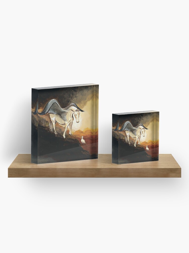 Alternate view of Winged horse with seagull - Silver Stream Children's Book illustration Acrylic Block