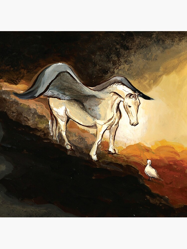 Winged horse with seagull - Silver Stream Children's Book illustration by CatarinaGarcia