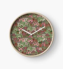 Hand Drawn Village Pattern Clock