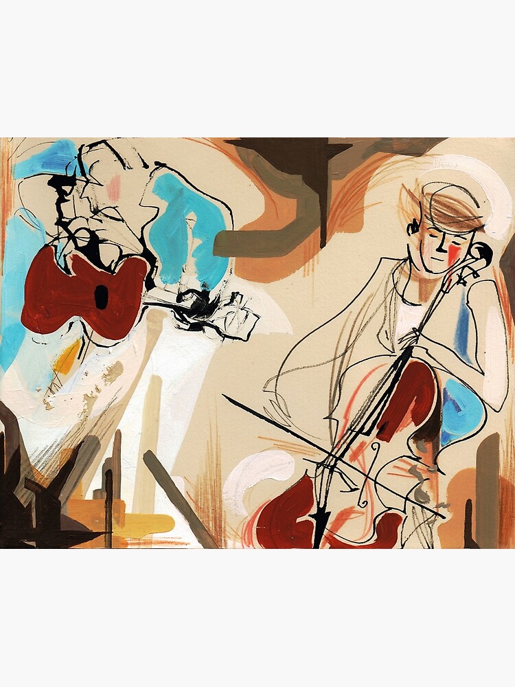 Cello and Guitar Player Musicians Painting Drawing by CatarinaGarcia
