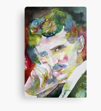 NIKOLA TESLA - watercolor portrait.9 Metal Print