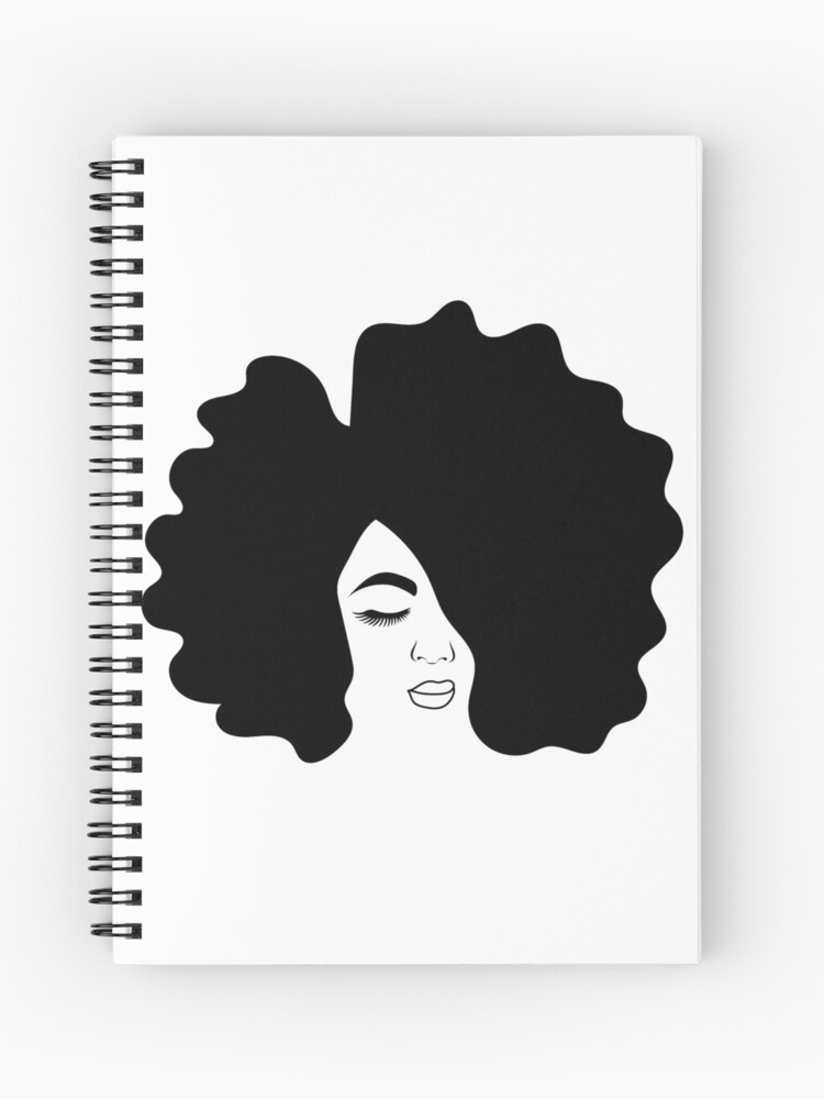 Big Afro Drawing Black Woman With Natural Hair Spiral Notebook By