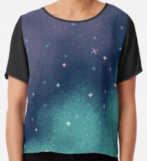 Lilac and Aqua Pixel Galaxy Chiffon Top