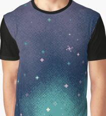 Flieder und Aqua Pixel Galaxy Grafik T-Shirt
