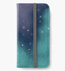 Flieder und Aqua Pixel Galaxy iPhone Flip-Case/Hülle/Skin