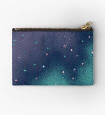 Lilac and Aqua Pixel Galaxy Studio Pouch
