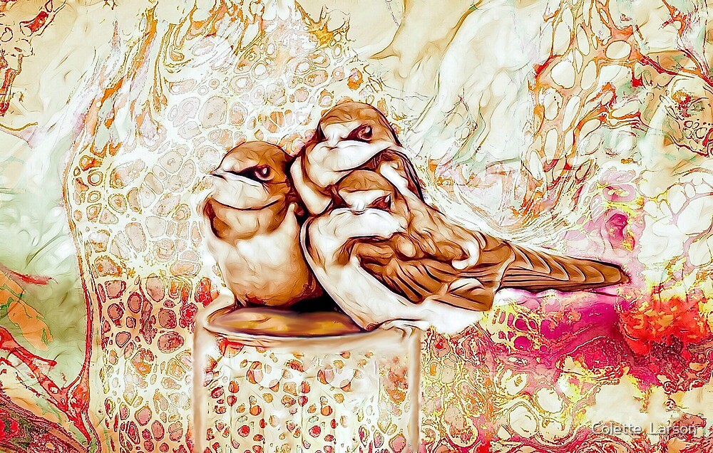 ""Barn Swallow Baby Trio" #2 - Fluid Art" by Colette Larson | Redbubble