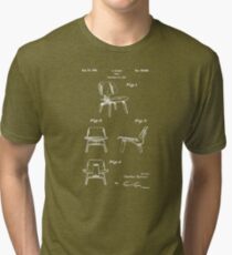 Mid Century Eames LCW Molded Plywood Chair Patent Drawing Tri-blend T-Shirt