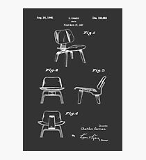 Mid Century Eames LCW Molded Plywood Chair Patent Drawing Photographic Print