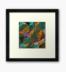 psychedelic geometric triangle pattern abstract with painting abstract background in orange green pink Framed Print