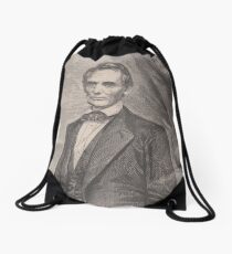 Vintage Abraham Lincoln Illustrative Portrait (1860) Drawstring Bag