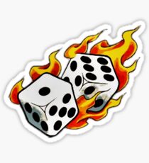 Flaming Dice Lucky 7 Dice Tattoo flash Artwork Design Sticker