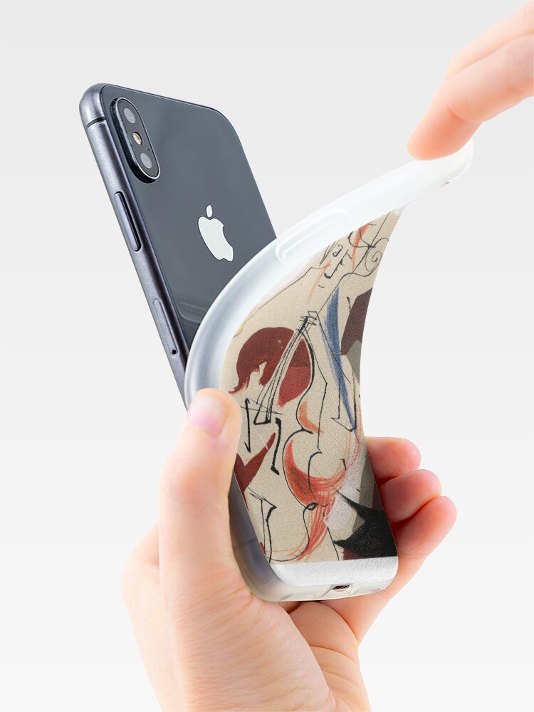 Alternate view of Cello and Guitar Player Musicians Painting Drawing iPhone Case & Cover