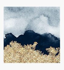 Extravagant Watercolor Ombre with Gold Photographic Print