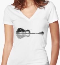 Camiseta entallada de cuello en V Naturaleza Guitarra