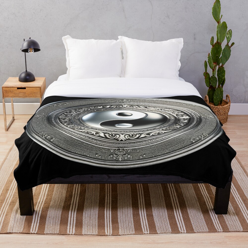 Harmony Serenity Shield: Yin Yang Balance on a throw blanket