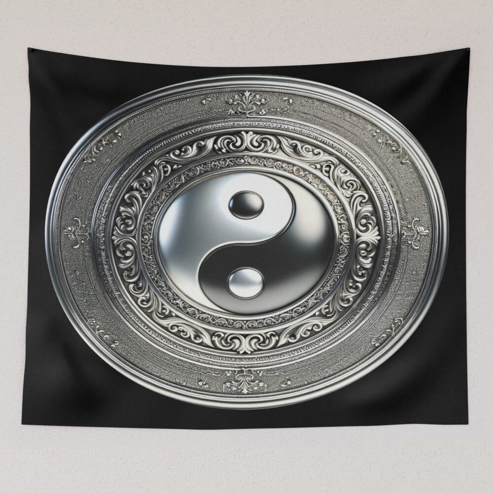Harmony Serenity Shield: Yin Yang Balance on a tapestry