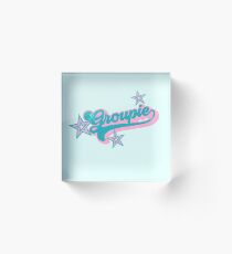 Groupie Super Seventies Star Glitter Retro Glam Style Acrylic Block