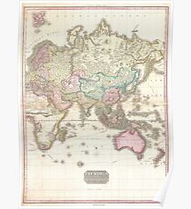 Vintage Map of The Eastern Hemisphere (1818) Poster