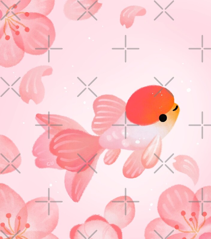 "Cherry blossom goldfish 1" by pikaole Redbubble