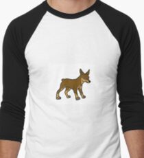miniature pinscher chocolate and tan cartoon Men's Baseball ¾ T-Shirt