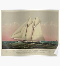 Vintage Schooner Yacht Illustration (1870) Poster