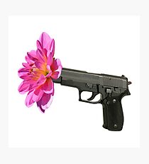 Enough Flower Gun - Anti Gun Violence - "Enough" Engraving Photographic Print
