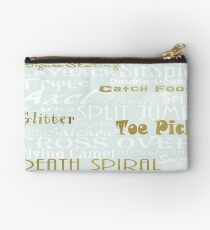 Pastel Blue with Gold Accents Figure Skating Subway Style Typographic Design Studio Pouch