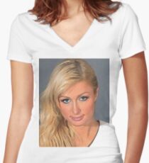 Paris Hilton Women's Fitted V-Neck T-Shirt