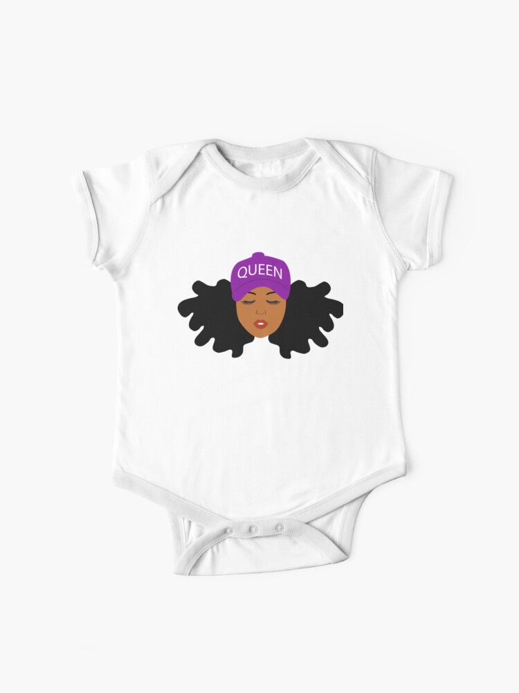 Black Queen Woman With Two Natural Hair Afro Puffs Baby One Piece