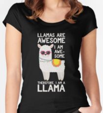 Llamas Are Awesome I Am Awesome Therefore I Am A Llama - Cute & Funny Llama Lover Llama Whisperer Gift Fitted Scoop T-Shirt