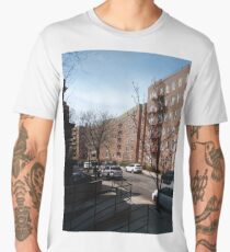 Building, skyscraper, symmetry, night lights, sky, evening, city view Men's Premium T-Shirt