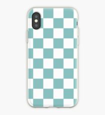 Chalky Blue Checkers Pattern iPhone Case