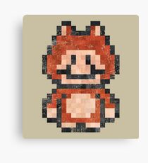 Super Mario Raccoon Vintage Pixels Canvas Print