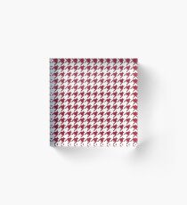 Crimson Red Houndstooth Pattern Acrylic Block
