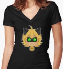 Chat Noir Chibi Women's Fitted V-Neck T-Shirt