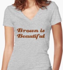 Brown is Beautiful Women's Fitted V-Neck T-Shirt