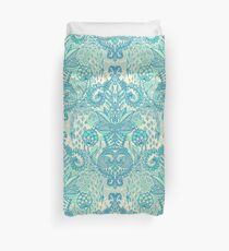 Botanical Geometry - nature pattern in blue, mint green & cream Duvet Cover