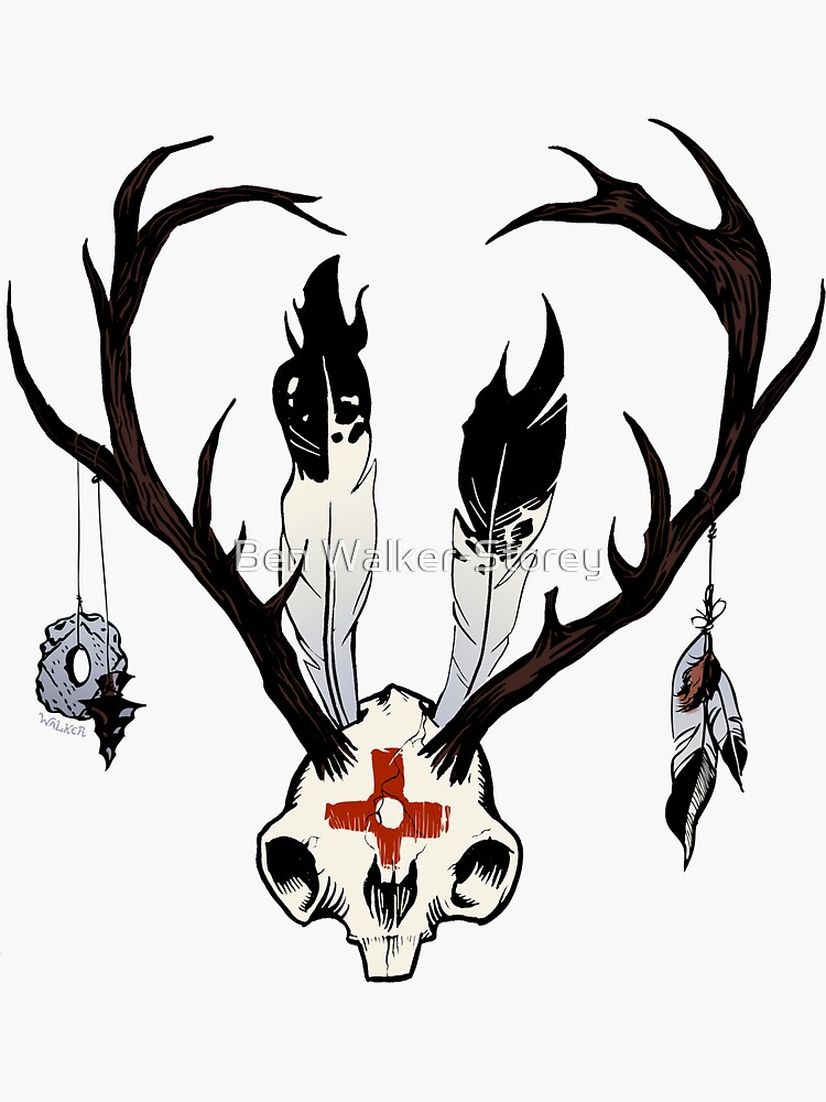 “Ceremonial Jackalope Skull” Sticker by ThatBenWalker | Redbubble